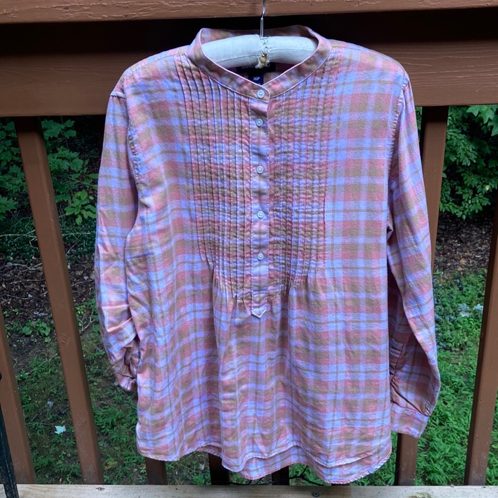 Lands’ End cotton flannel plaid blouse